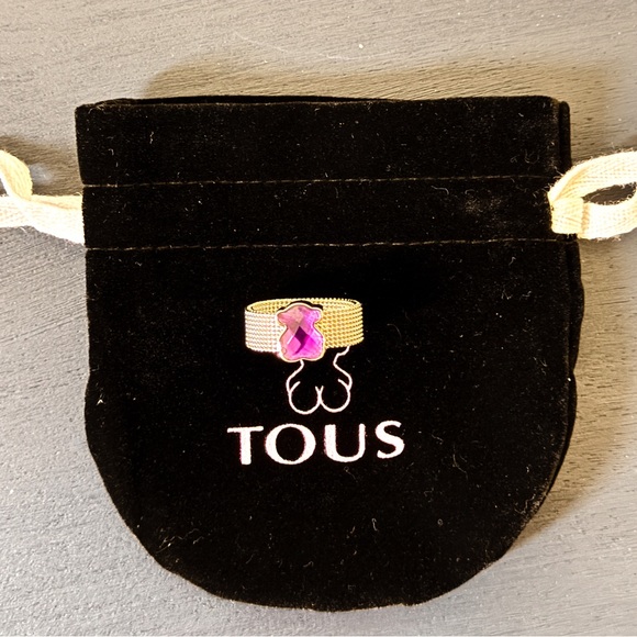 TOUS silver mesh ring with amethyst bear NWOT - Picture 10 of 10